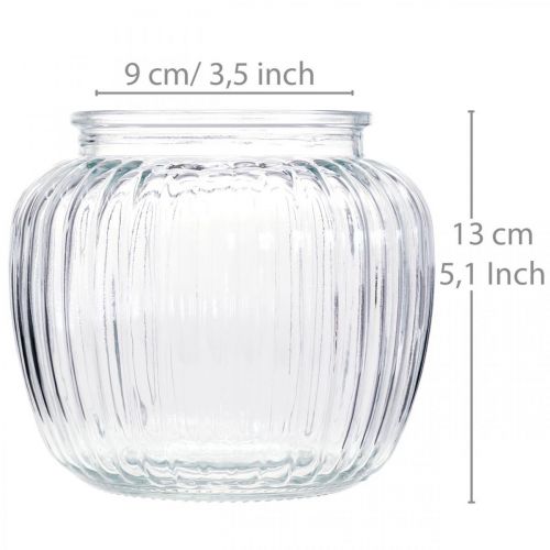 Artikel Glasvase ribbet vase glas Ø14cm H13cm 2stk