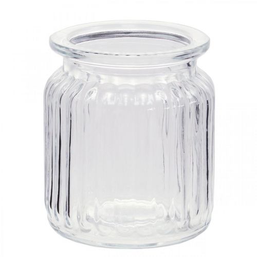 Floristik24 Glasvase ribbet vase glas Ø7,5cm H9cm 4stk