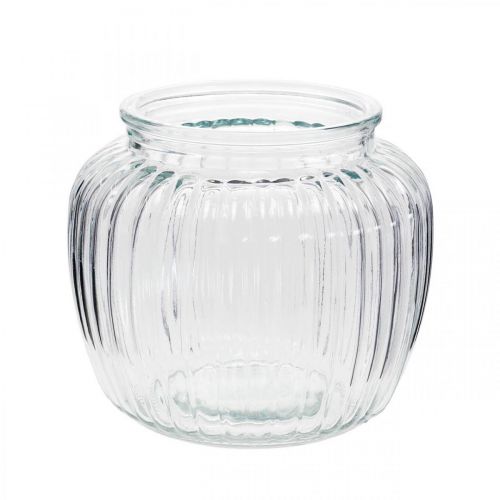 Floristik24 Vase med ribbet glas Ø11cm H10cm