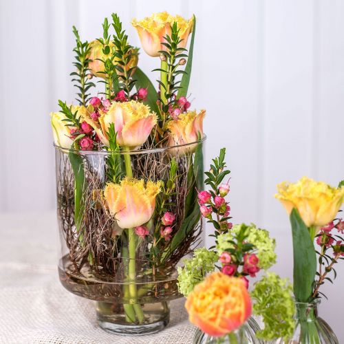 Floristik24 Glasvase med fod blomstervase glasdekoration vintage H15cm Ø11cm