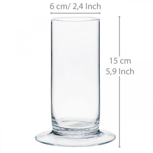 Artikel Glasvase med fod Klar Ø6cm H15cm