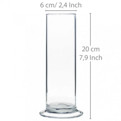 Floristik24 Glasvase med fod Klar Ø6cm H20cm