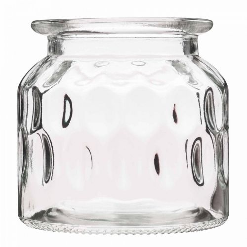 Floristik24 Glasvase med mønster, lanterne klart glas H11cm Ø11cm