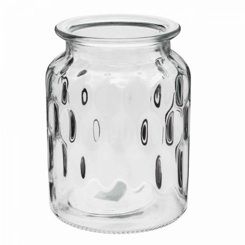 Artikel Glasvase med mønster, lanterne glas klar H15cm Ø11cm 2stk