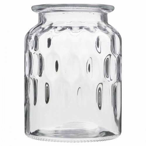 Artikel Glasvase med mønster, lanterne glas klar H15cm Ø11cm 2stk