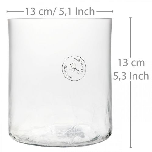 Floristik24 Cylindrisk glasvase Crackle klar, satineret Ø13cm H13.5cm