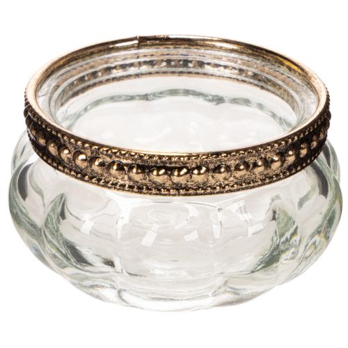 Glasfyrfadsstager med dekorativ metalkant, 6 cm, 4 stk.