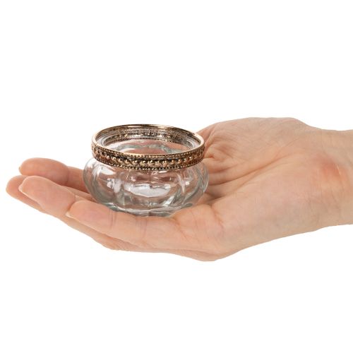 Glasfyrfadsstager med dekorativ metalkant, 6 cm, 4 stk. | Floristik24.dk