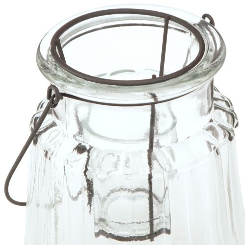 Artikel Glas lanterne lanterne med håndtag glas klar Ø14cm H18cm