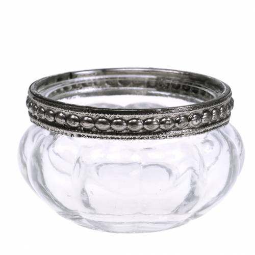 Floristik24 Fyrfadsglas antik med metalkant Ø6cm H3,5cm