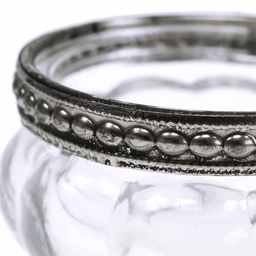 Floristik24 Fyrfadsglas antik med metalkant Ø6cm H3,5cm