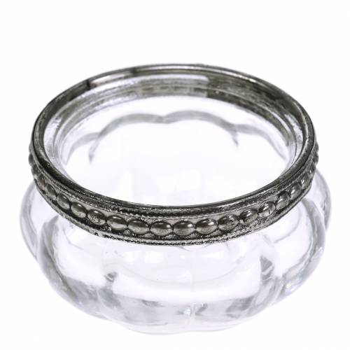 Floristik24 Fyrfadsglas antik med metalkant Ø6cm H3,5cm