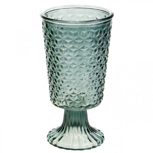 Floristik24 Lanterne med fod, skålglas, dekorativt glas grå Ø10cm H18,5cm