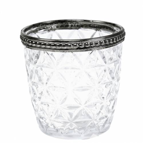 Floristik24 Antik glaslygte med metalfælg Ø7,5cm H7,5cm