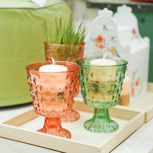 Floristik24 Glaslygte Ø11,5cmH15,5cm turkis