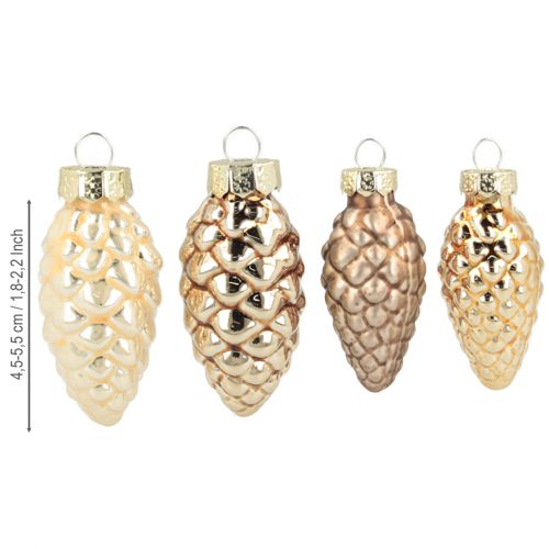 Artikel Glaskegler til ophængning, kegler, glas, brun, guld, 5,5 cm, 14 stk.