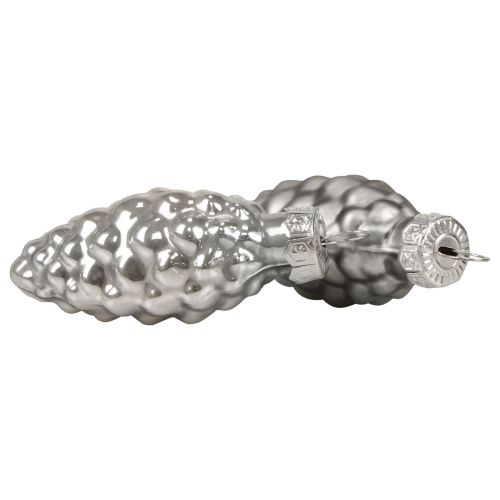 Artikel Julekogler glaskegler glasdekoration sølv H6,5cm 10 stk