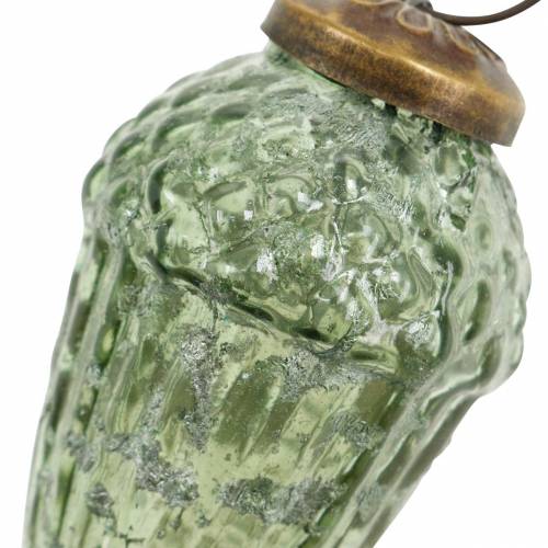 Floristik24 Trædekorationer efterårsfrugter transparent, grøn ægte glas 6,5cm 3stk