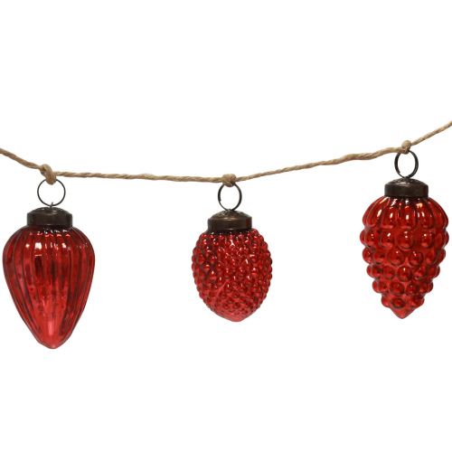 Artikel Glaskegle guirlande Juletræspynt hængende dekoration rød 120cm