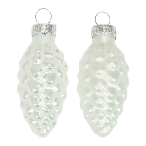 Floristik24 Glaskegler julepynt glas hvid Ø2,5cm 6cm 10stk