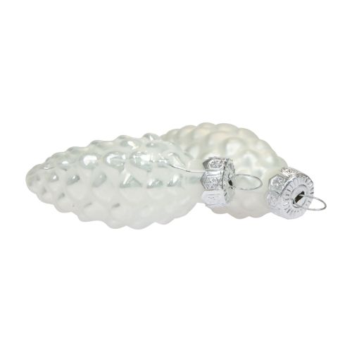 Floristik24 Glaskegler julepynt glas hvid Ø2,5cm 6cm 10stk