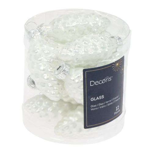 Floristik24 Glaskegler julepynt glas hvid Ø2,5cm 6cm 10stk