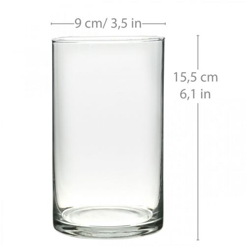 Artikel Rund glasvase, klarglascylinder Ø9cm H15,5cm