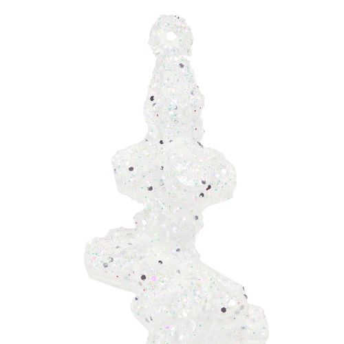 Artikel Glitter istapper til ophængning af vinterdekoration hvid 24cm 8stk