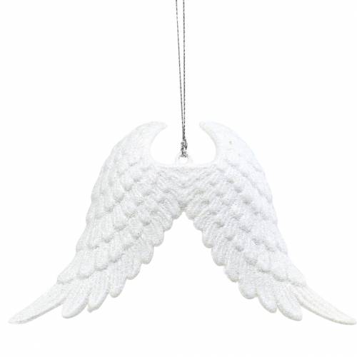 Floristik24 Juletræspynt englevinger glitter hvid 16cm 12stk