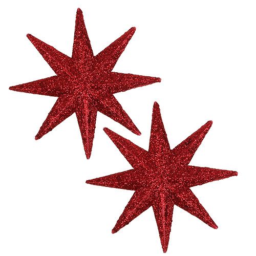 Artikel Glitter stjerne rød Ø10cm 12stk