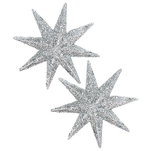 Floristik24 Glitter stjerne sølv Ø10cm 12stk