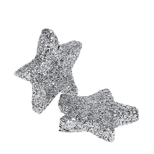 Floristik24 Glitterstjerne sølv Ø2,5cm 96 stk