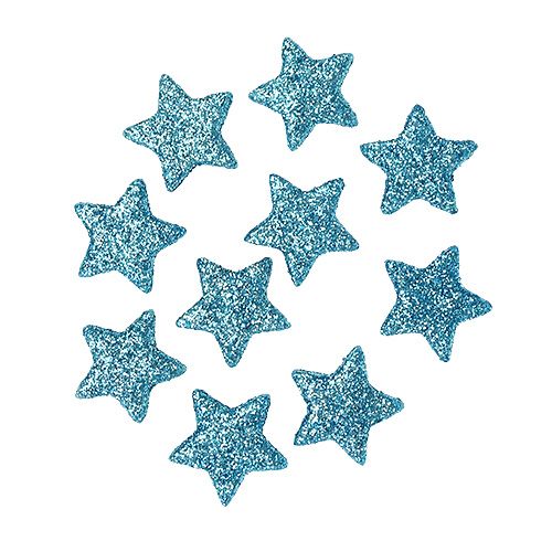 Floristik24 Glitter stjerne turkis 2,5 cm 100stk