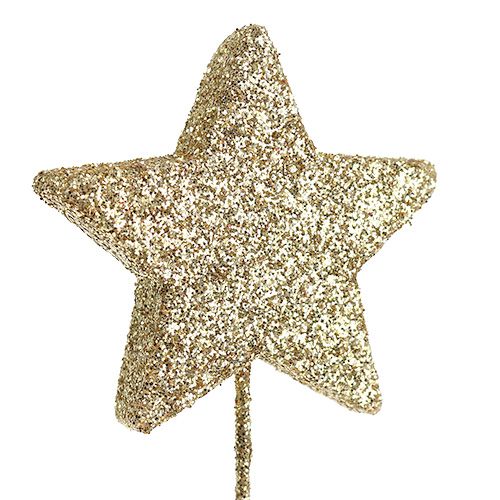 Artikel Glitter stjerne på wiren 4cm guld 60stk