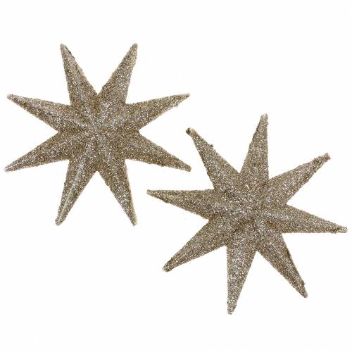 Dekostern Glitter Champagne 10cm 12stk