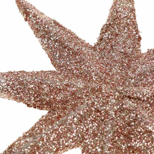 Artikel Stjerne glitter rosa guld 10cm 12 stk