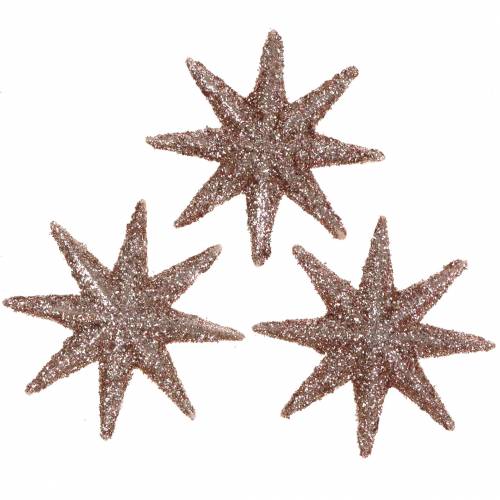 Floristik24 Stjerne glitter rosa guld 5cm 20 stk