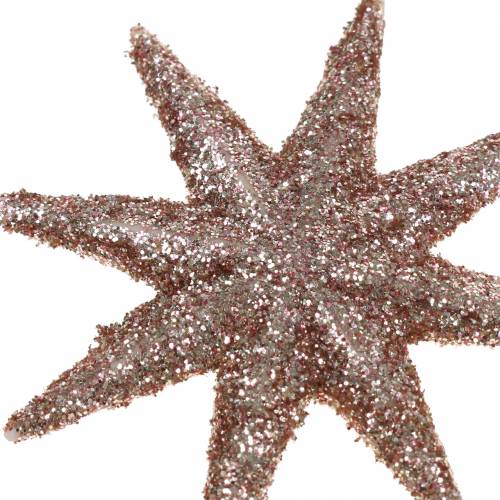 Floristik24 Stjerne glitter rosa guld 5cm 20 stk