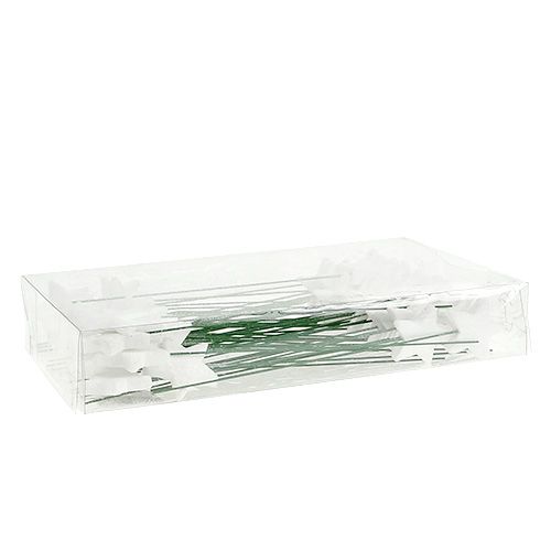 Floristik24 Glitter stjerne på wiren hvid 4cm L22cm 60p