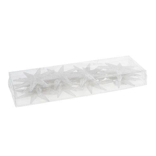 Artikel Glitterstjerne hvid 10cm 12 stk