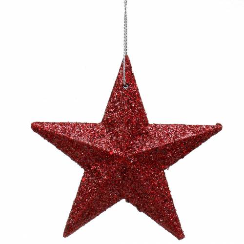 Artikel Glitterstjernerød blanding 9,5/5cm 18 stk