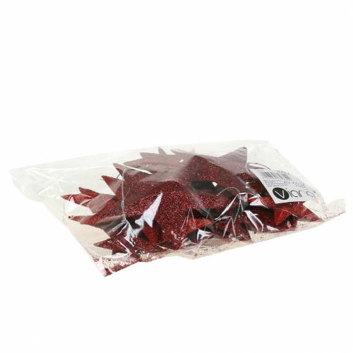 Artikel Glitterstjernerød blanding 9,5/5cm 18 stk