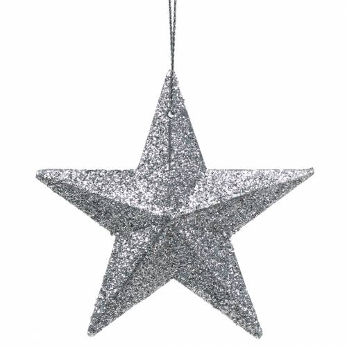 Artikel Glitterstjerne sølv 9,5/5cm 18 stk