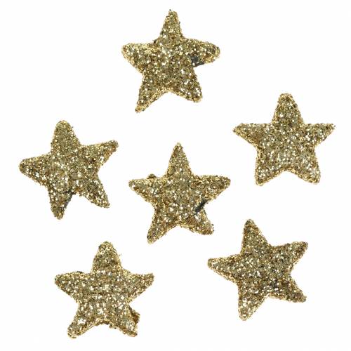 Stjerner glitter guld 1,5cm 144 stk