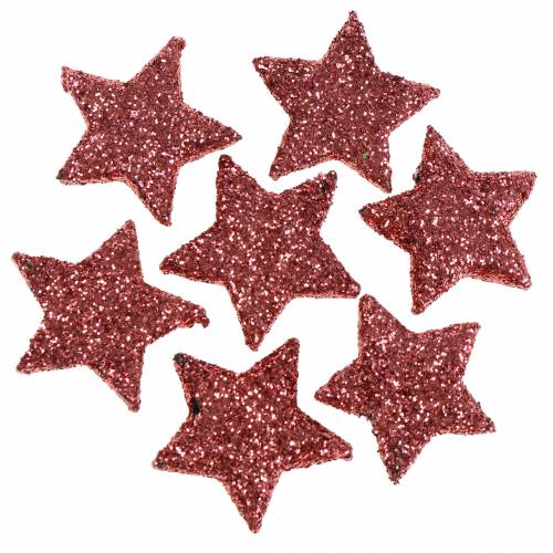 Floristik24 Glitterstjerner til spredekoral 2,5cm 48 stk