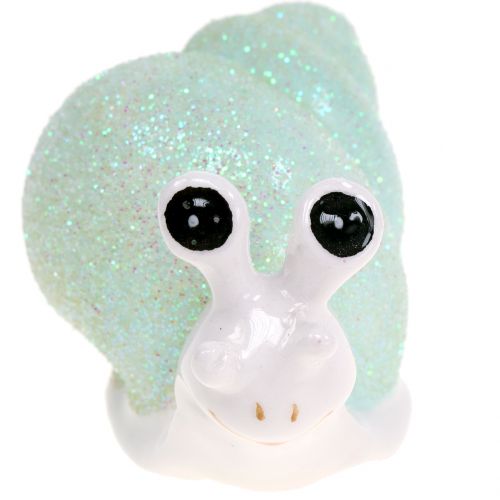 Floristik24 Dekorativ figur snegl glitter mint/pink 8cm 6 stk