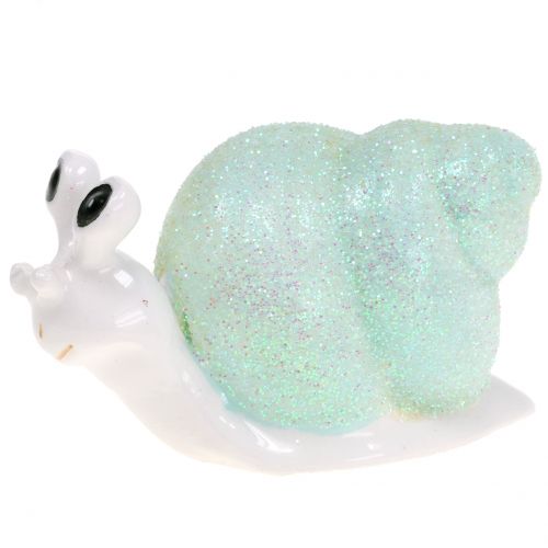 Floristik24 Dekorativ figur snegl glitter mint/pink 8cm 6 stk