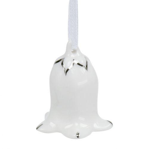 Floristik24 Klokkeblomstform 5cm - 5,5cm hvid, sølv 4 stk