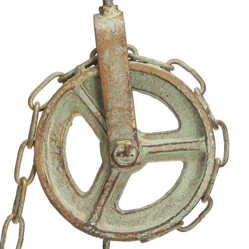 Artikel Metalklokke vægdekoration med holder antik patina H58cm