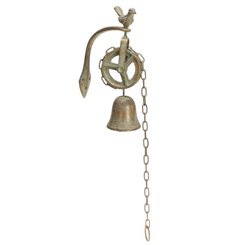 Artikel Metalklokke vægdekoration med holder antik patina H58cm